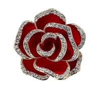LISADORE Rhinestone Red Floral Brooch Women's Camellia Pin Rhinestone Flower Pin Brooch For Women Fashion Clothes Corsage Jewelry Accessories