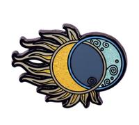 LISADORE Sun and Moon Enamel Pin Viking Eclipse Brooch Cosmic Themed Badge Glitter Badge Art Jewellery Gift Backpack Clothes Bag Hat Classic Ethnic Decoration for Girls Boys Space Astrology Lovers