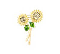 LISADORE Sunflower Brooch Pin Sun Plant Brooch Lapel Badges Beautiful Flowers Pin Brooch Elegant Sunflower Green Leaf Brooch Pin Lapel Pin Jewelry for Women Girls Clothing Accessories