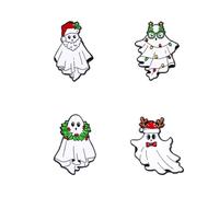 LISADORE White Ghost Santa Claus Enamel Brooch Pin On Backpack Cartoon Christmas Brooches Pins Jewelry Gift for Clothes Bag Backpack
