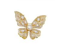 LISADORE White Rhinestone Butterfly Brooch Pin