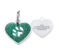 LisaMo Dog Tags for Pets Engraved UK Personalised Name Tags Glitter Stainless Steel for Dogs & Cats, Durable Collar Accessory, 4 Colours, Custom Funny Lost Prevention ID Tag (Green)