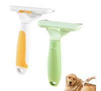 LisaMo Pet Deshedding Brush for Dogs, Cats, Horses, Rabbits - Curved Stainless Steel Blade, Large Surface Grooming Comb, Dematting, Undercoat Rake, One-Click Fur Removal, for Shedding Season (Yellow)