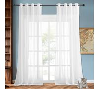 LISANSAN Sheer Curtains for Living Room 240 x 150 cm Eyelet Sheer Curtains for Bedroom Super Soft for Kids, Girls Bedroom, Living Room, White