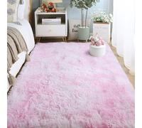 LISANSAN Tie Dyed Shag 50 x 160 cm Super Soft Super Soft Thick Pile Plush Carpet Decor for Living Room Bedroom Kitchen Hallway Kids, Light Pink
