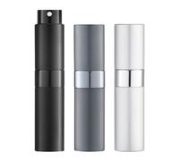 LISAPACK 8ML Atomizer Perfume Spray Bottle for Travel (3 PCS) Empty Cologne Dispenser, Portable Sprayer (Black, Silver, Grey)