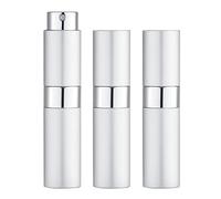 LISAPACK 8ML Atomizer Perfume Spray Bottle for Travel (3 PCS) Empty Cologne Dispenser, Portable Sprayer (Silver)