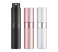 Lisapack Refillable Cosmetic Spray Bottles, 3 Pack, 8ml, Silver, No-Drip, Accessory-Included