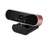 LISAQ 2K HD USB Dual Microphone Real-Time Webcam USB Computer Camera Rose Gold Suitable for PC USB Plug and Play Free Drive
