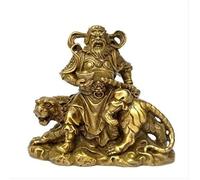 LISAQ Brass God Of Wealth Tsai Shen Yeh Sitting On Tiger Statue Sculpture Figurine