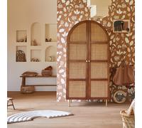 Lisbeth - Children’s wardrobe in elm wood and cane Brown