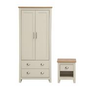 Lisbon 2 Piece Bedroom Furniture Set Wardrobe 1 Drawer Bedside Table Cream