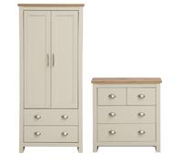 Lisbon 2 Piece Bedroom Furniture Set Wardrobe 4 Drawer Chest Cream
