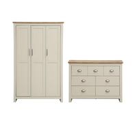 Lisbon 2 Piece Bedroom Set 3 Door Wardrobe and 3+4 Chest Storage Unit
