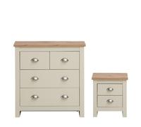 Lisbon 2 Piece Bedroom Set 4 Drawer Chest 2 Drawer Bedside Table Cream