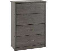 Seconique Lisbon 3+2 Drawer Chest - Black Wood Grain, Black
