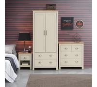 Lisbon 3 Piece Bedroom Set Wardrobe 4 Drawer Chest 1 Drawer Bedside Table Cream