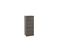 Seconique Lisbon 5 Drawer Narrow Chest - Black Wood Grain, Black