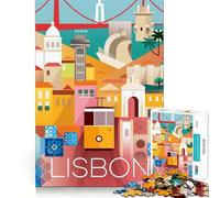 Lisbon City Portugal Art 1000 Piece Jigsaw Puzzle for Teenagers Mindful Game Snug Cut Happy Challenge (50x75cm)