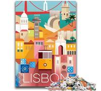 Lisbon City Portugal Art 1000 Piece Jigsaw Puzzles for Adults Gifts, for Educational Game Challenge Toy Birthday Present, Gifts, Wall Art 1000pcs(26x38cm)