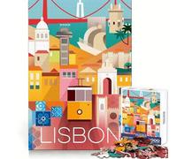 Lisbon City Portugal Art Puzzles for Teenagers 1000 Piece Strong Memory Precise Edge Joyful Challenge Nice Art (38x52cm)