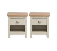 Lisbon Cream 2x Bedside Table Cabinet Bedroom Nightstand 1 Drawer