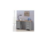 Timber Art Design Lisbon Light Grey Double Pedestal Study Desk Laptop Computer Desk Office Furniture