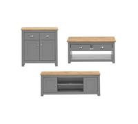 Lisbon Light Grey 3 Piece Living Room Set Coffee Table 2 Doors Sideboard TV Unit