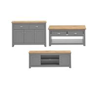 Lisbon Light Grey 3 Piece Living Room Set Coffee Table Sideboard TV Unit