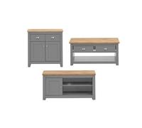 Lisbon Light Grey 3 Piece Living Set Coffee Table 2 Doors Sideboard 1 Door TV Unit