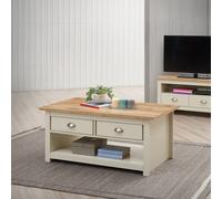 Lisbon Living Room 2 Drawer Coffee Table Cream Storage Furniture