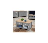 Lisbon Living Room 2 Drawer Coffee Table Light Grey Storage Furniture