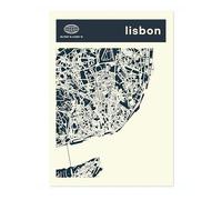Lisbon Minimalist City Maps Poster, City Coordinates Print, Landmark Apartment Home Decor, A4 (Print Only) - 29.7x21cm