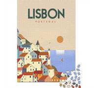 Lisbon Portugal 1000 Piece Jigsaw Puzzle, Romantic City Break Scene, Thick Cardboard Pieces, Relaxing Challenge for Puzzle Lovers, Adult Puzzle, 38x26cm/1000pcs