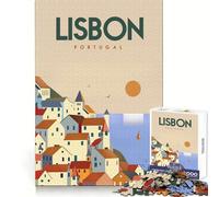 Lisbon Portugal 1000 Pieces Jigsaw Puzzles for Teenagers Sharp Memory Stress Relief Fun Neat Edges Perfect Present size 38x26cm