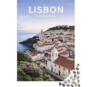 Lisbon Portugal Cityscape 1000 Piece Jigsaw Puzzle, Romantic City Break Scene, Thick Cardboard Pieces, Relaxing Challenge for Puzzle Lovers, Adult Puzzle, 52x38cm/1000pcs