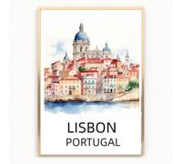 lisbon portugal Cityscape Skyline Map Print Picture Poster Gift A4 UNFRAMED 3 wall art Home decor Decorating landmarks