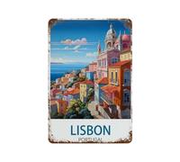 Lisbon Portugal Coast，Funny Toilet Poster Sign, Vintage Metal Tin Sign, Bathroom Poster, Bathroom Decor, Home Wall Decor Art Tin Sign Plaque(15x30cm）6x12 inch-O32