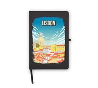 Lisbon Portugal Iconic Cityscape Notebook, Blank Pages, Faux Leather Cover, Planner, Journal, Workbook