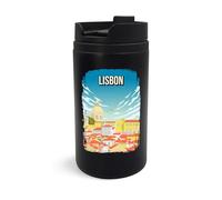 Lisbon Portugal Iconic Cityscape Travel Mug, Travel Tumbler, Insulated Coffee Cup, Portable Mug