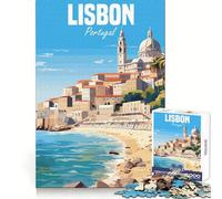 Lisbon Portugal Jigsaw 1000 Pieces for Adults Relax Game Stress Relief Fun Challenge Premium Gift (50x75cm)
