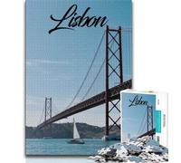 Lisbon Portugal Jigsaw Puzzles for Adults 1000 Piece,Challenging Game Toys Every Piece Is Unique - Challenging Family Fun Game 38x26cm