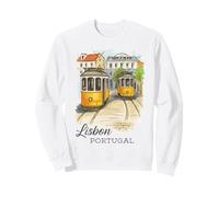 Lisbon Portugal Tram Vintage City Art Sweatshirt