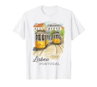Lisbon Portugal Tram Vintage City Art T-Shirt