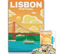 LISBON PORTUGAL TRAVEL ART Adult Jigsaws 1000 Pieces Difficult,Family Game Stress Reliever Difficult Challenge Great Gifts And Toys 38x26cm
