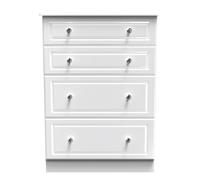 Lisbon Ready Assembled Chest Of Drawers with 4 Drawers - White Gloss & White - Welcome Furniture | TJ Hughes