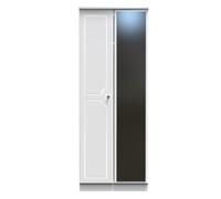 Lisbon Ready Assembled Wardrobe With 2 Doors And Mirror - White Gloss & White - Welcome Furniture | TJ Hughes