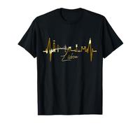Lisbon Skyline Heartbeat Heart Lisboa Fan I Love Portugal T-Shirt