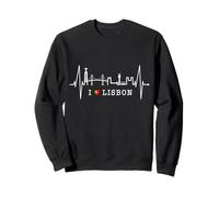 Lisbon Skyline Heartbeat Heart Lisboa Flag I Love Portugal Sweatshirt