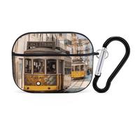 Lisbon Tram AirPods Pro 2 Case Cover, Shockproof Hard Shell Protective Case for Women Men, Compatible with Airpod Pro Case 2nd/1st Generation with Keychain-Black